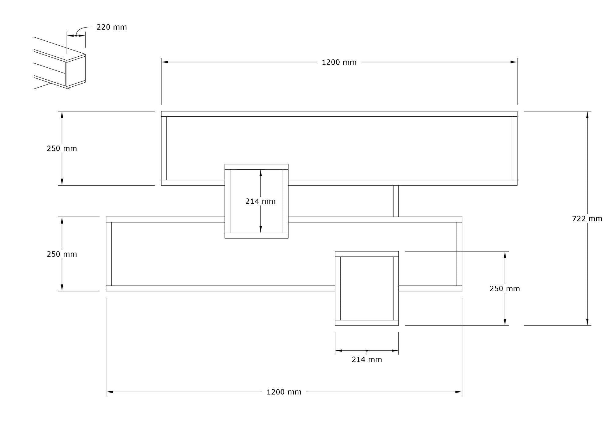 Estante de pared Blea 120x22x72cm