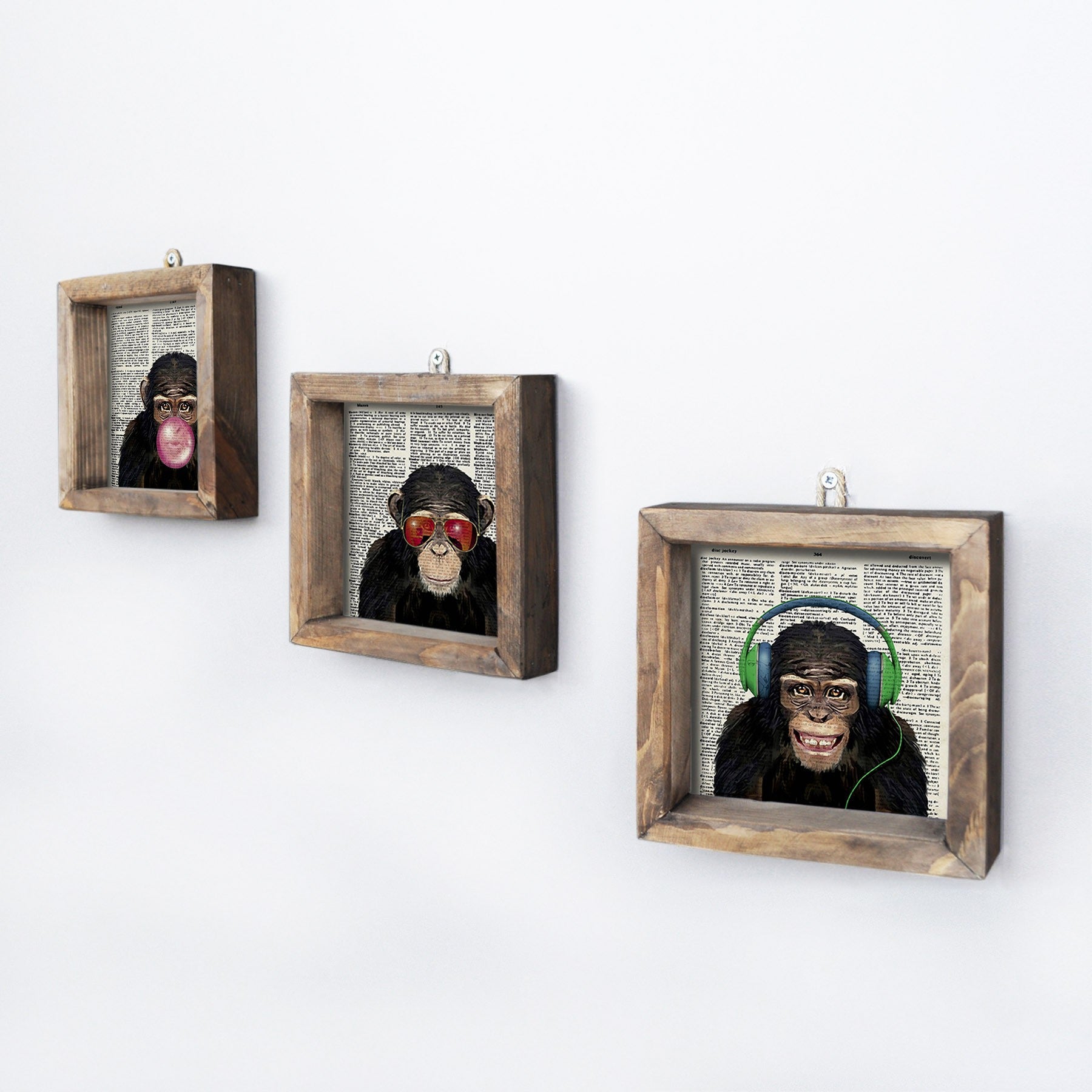 Set de cuadros Monkeys 15x15cm