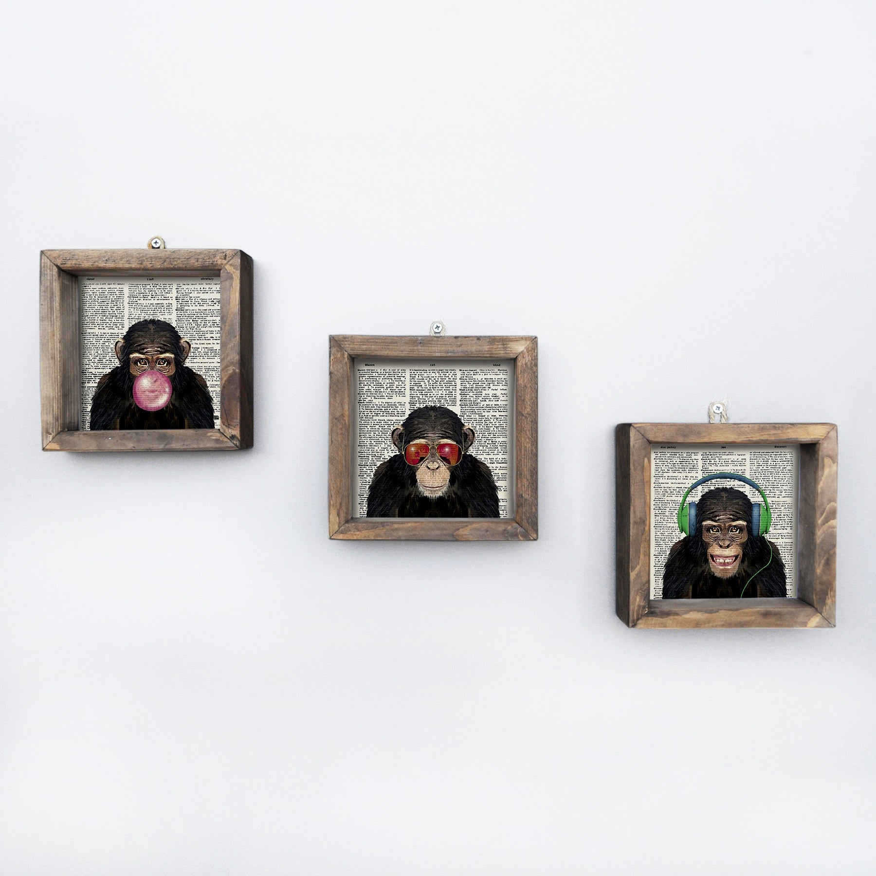 Set de cuadros Monkeys 15x15cm