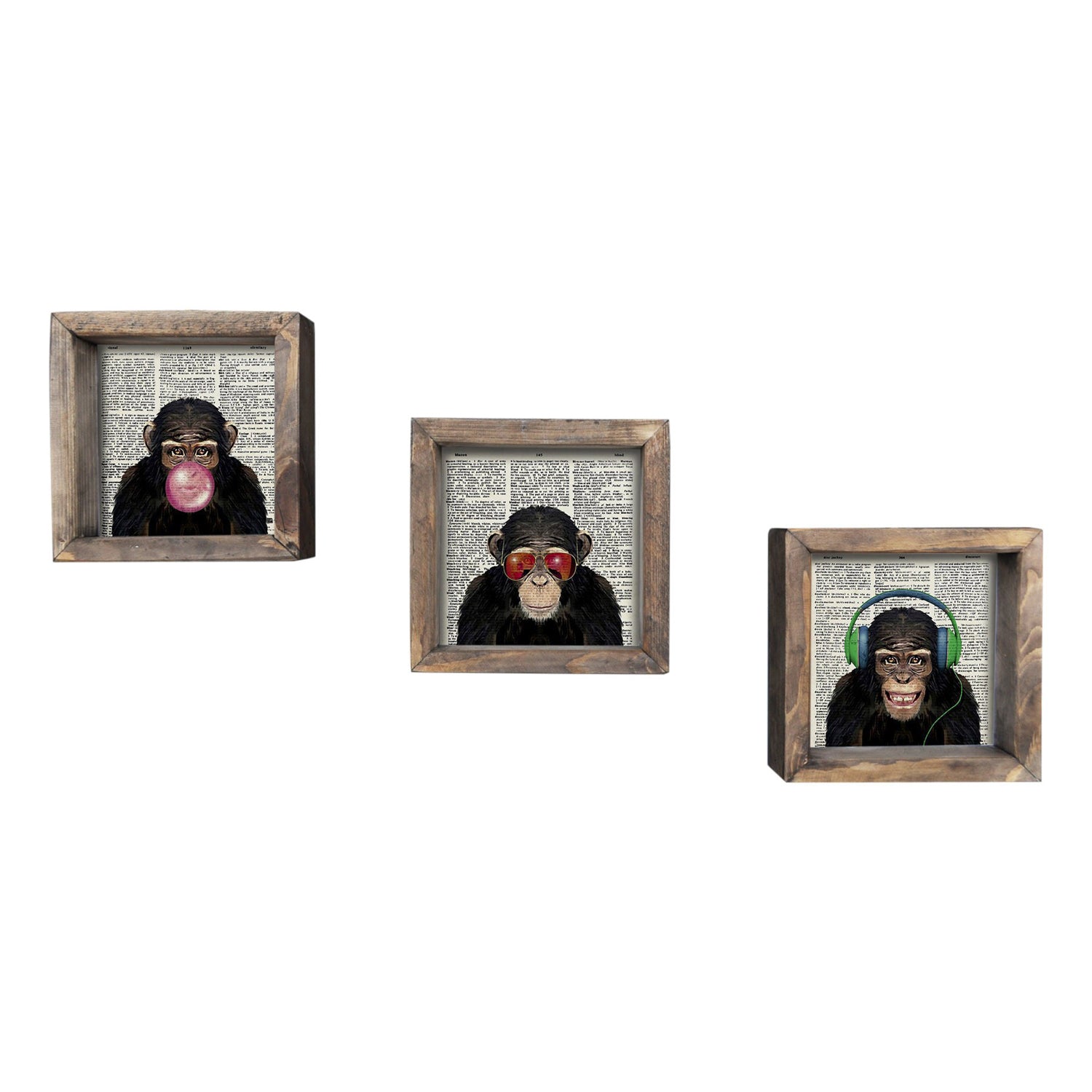 Set de cuadros Monkeys 15x15cm