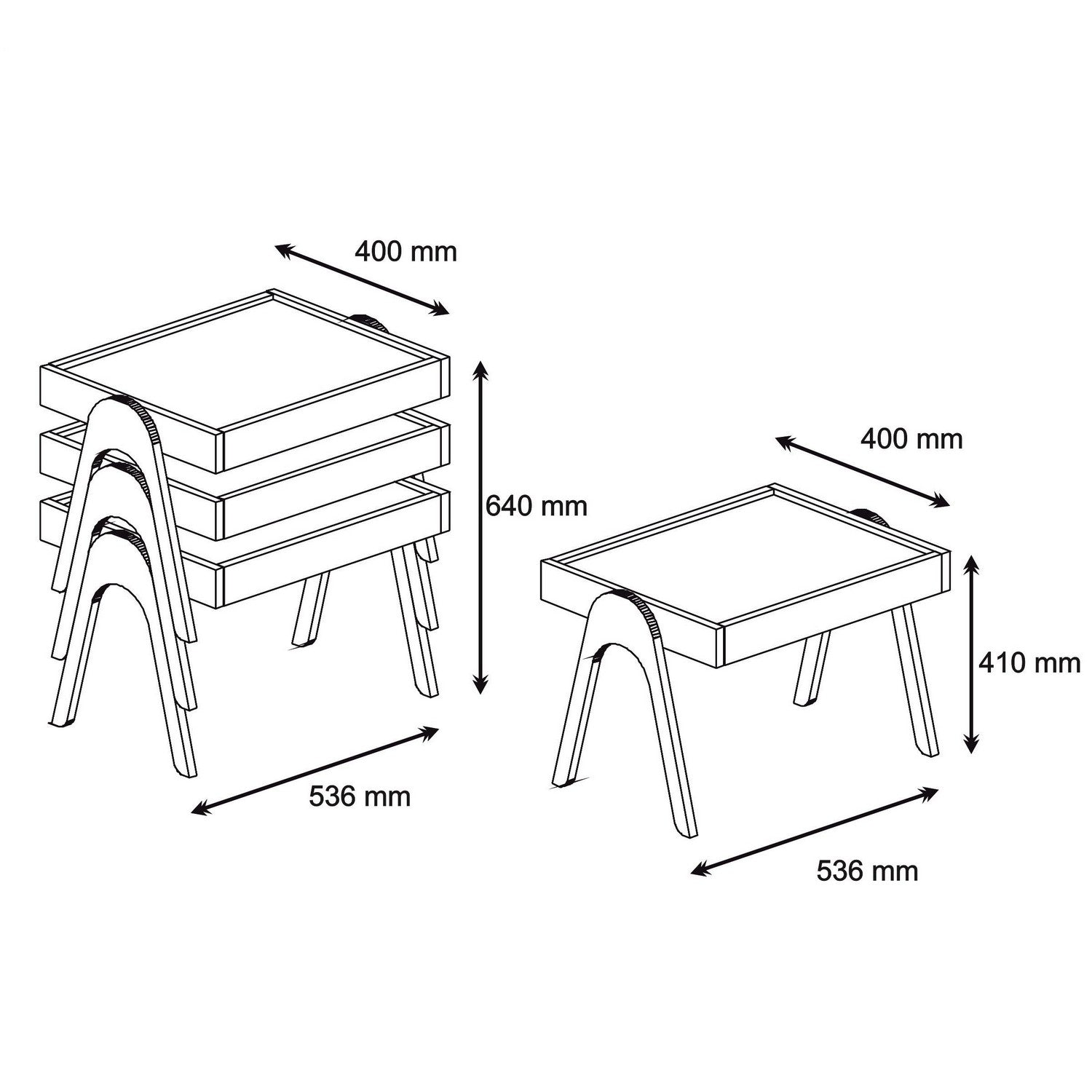 Set de mesas auxiliares Retino 54x40x41cm