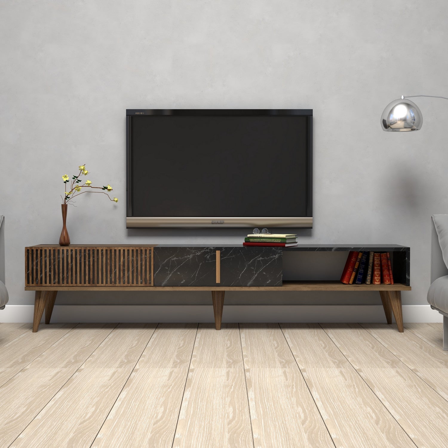 Mueble TV Neu Negro 180x35x40cm