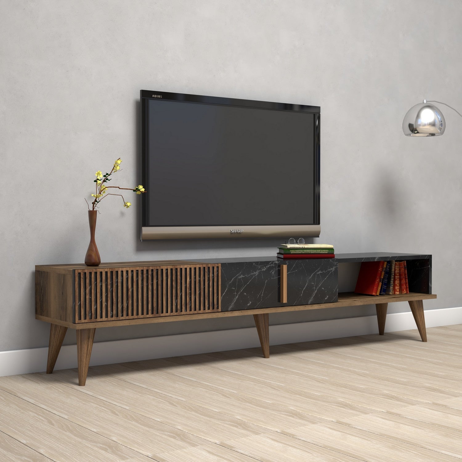 Mueble TV Neu Negro 180x35x40cm