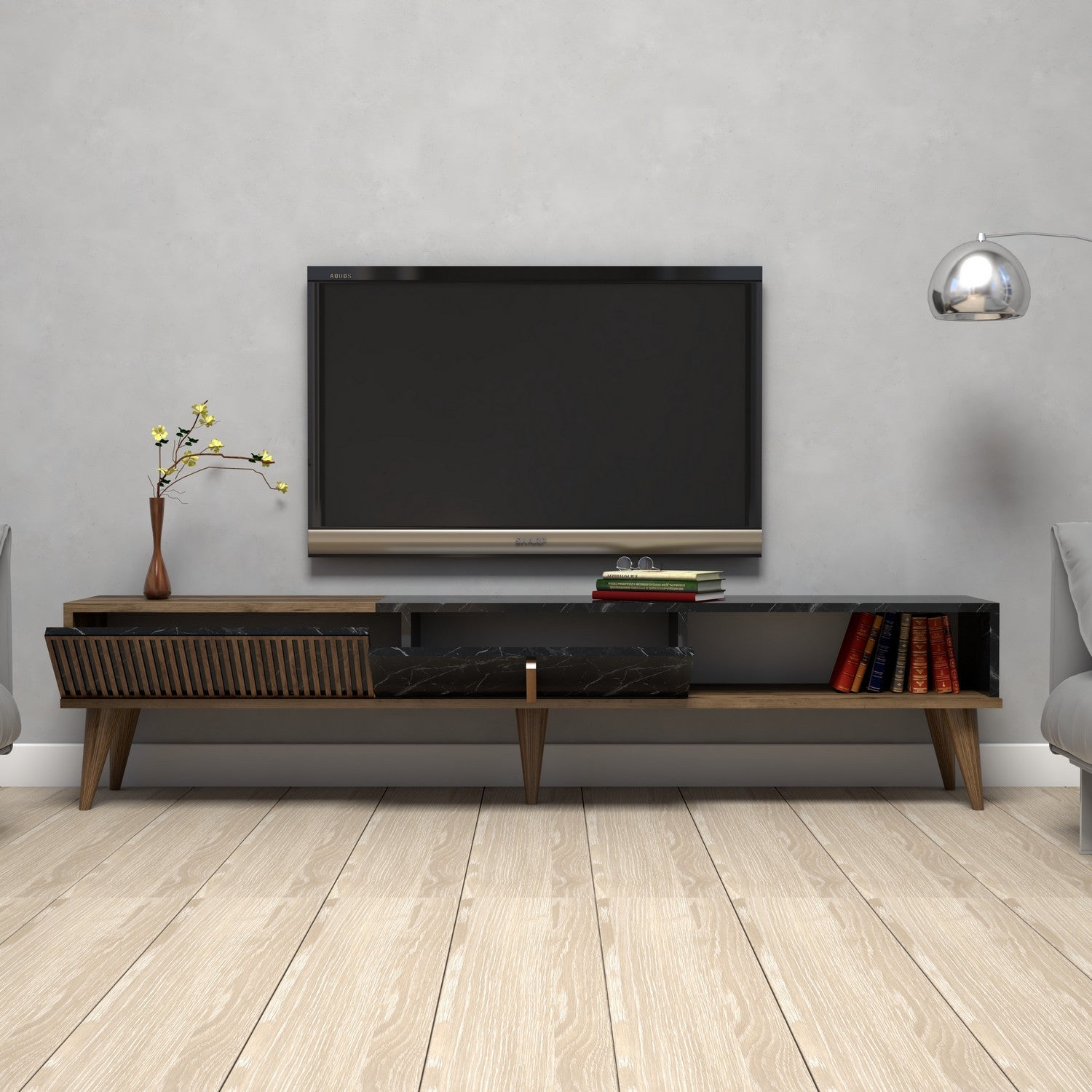 Mueble TV Neu Negro 180x35x40cm