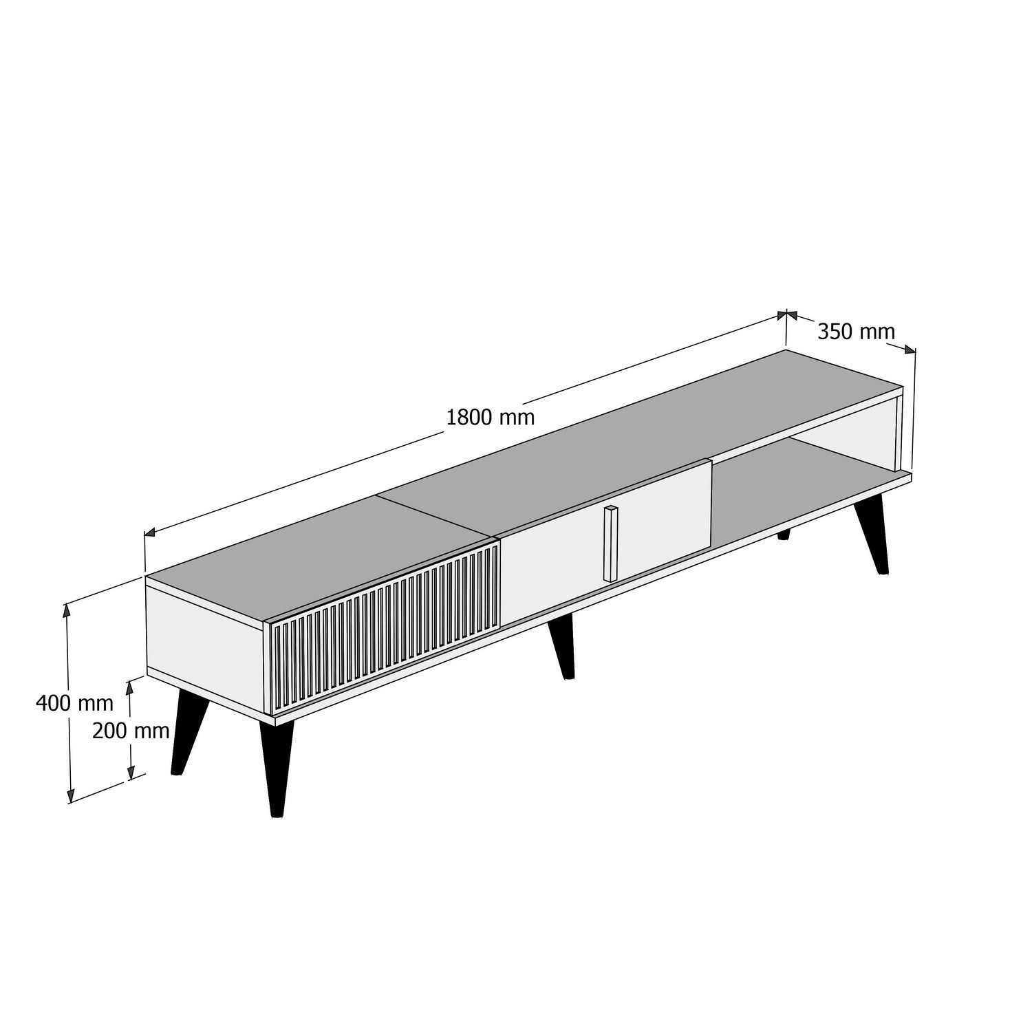 Mueble TV Neu Negro 180x35x40cm