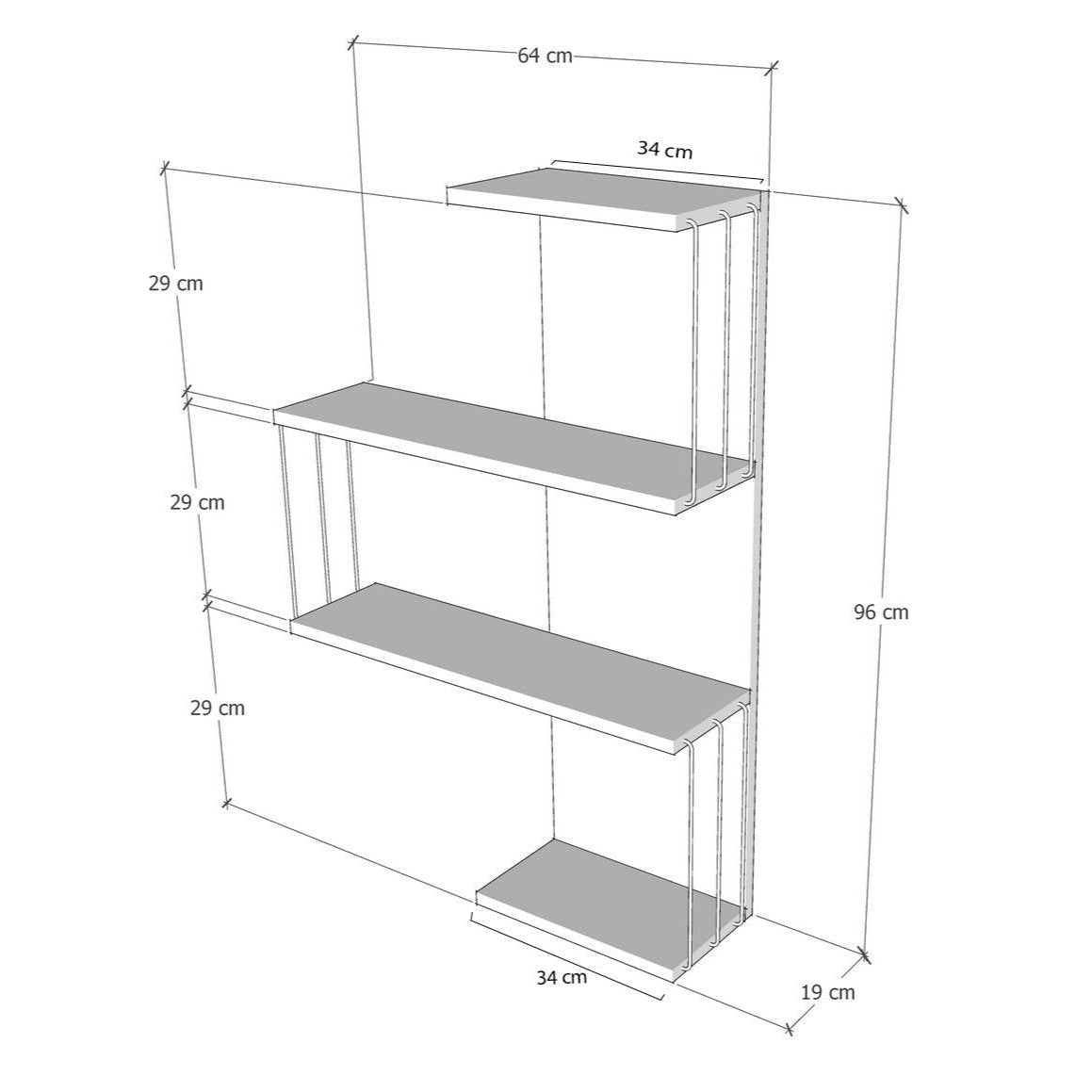 Estante de pared Tokyo Madera 64x19x96cm