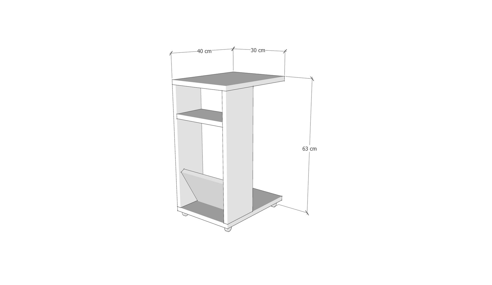 Mesa Auxiliar Ceze 30x40x63cm