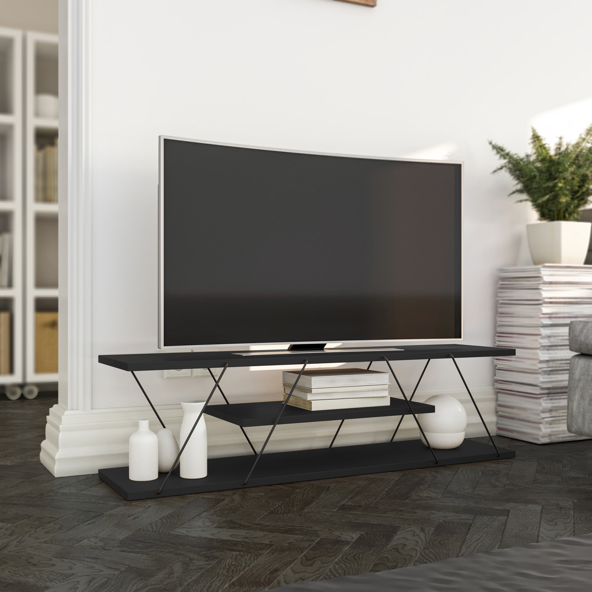 Mueble TV Mira Negro 120x30x33cm