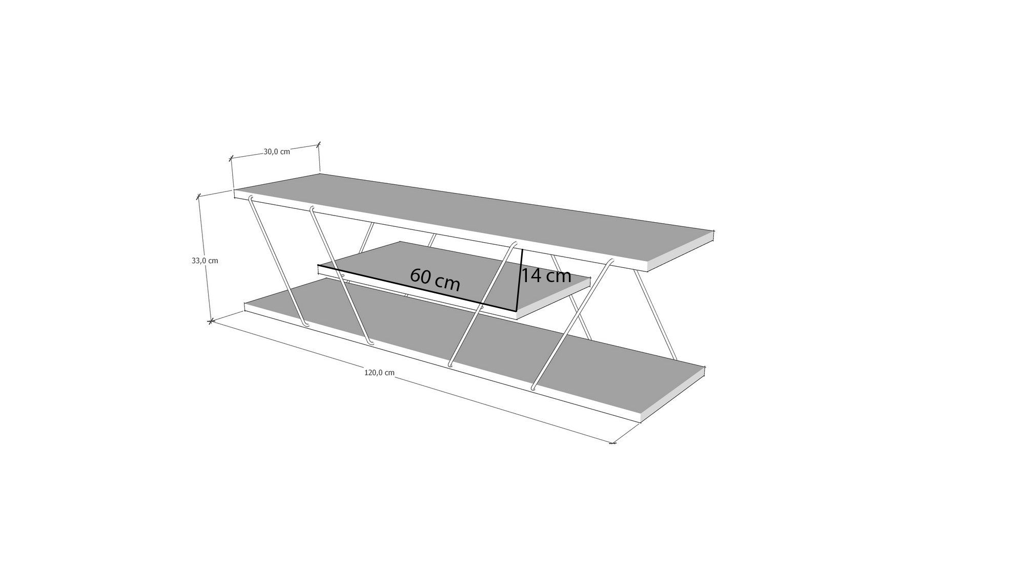 Mueble TV Mira Negro 120x30x33cm