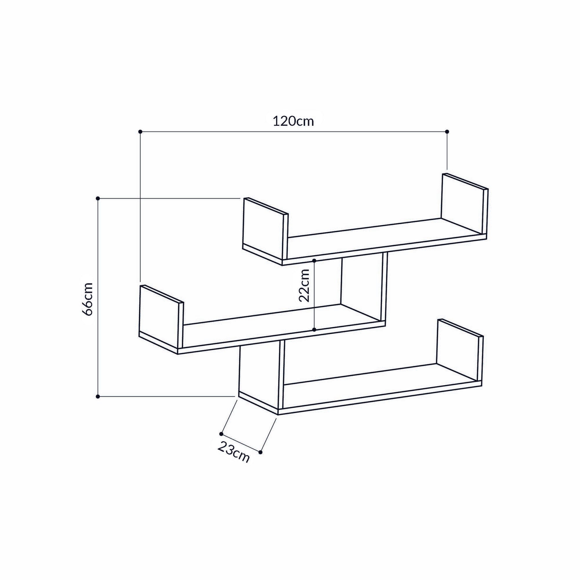 Estante de pared Riberalta Antracita 120x23x67cm