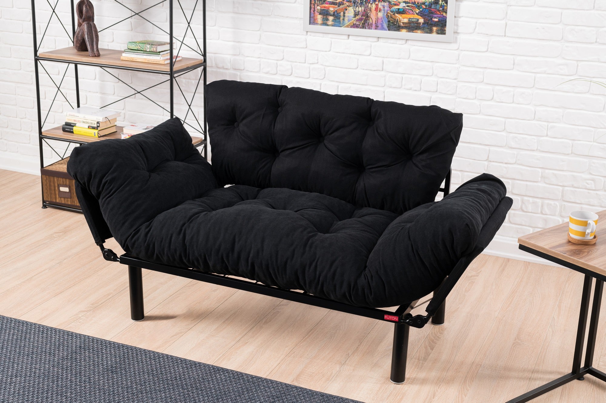 Sofá cama Bomet Negro 155x70x85cm