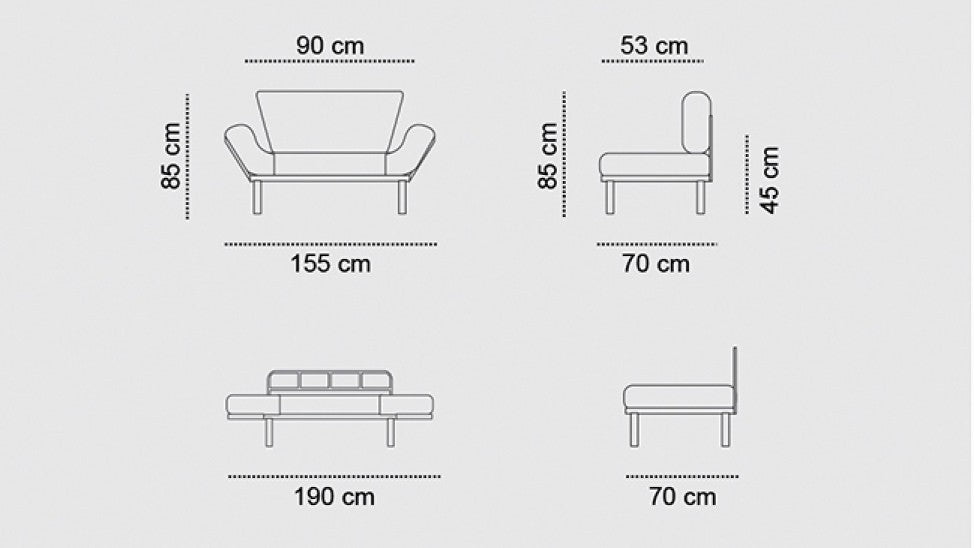 Sofá cama Manila gris 155x70x85cm