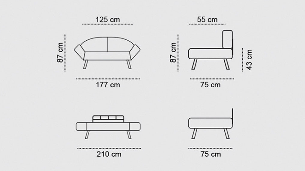 Sofá cama Yavari 177x75x87cm