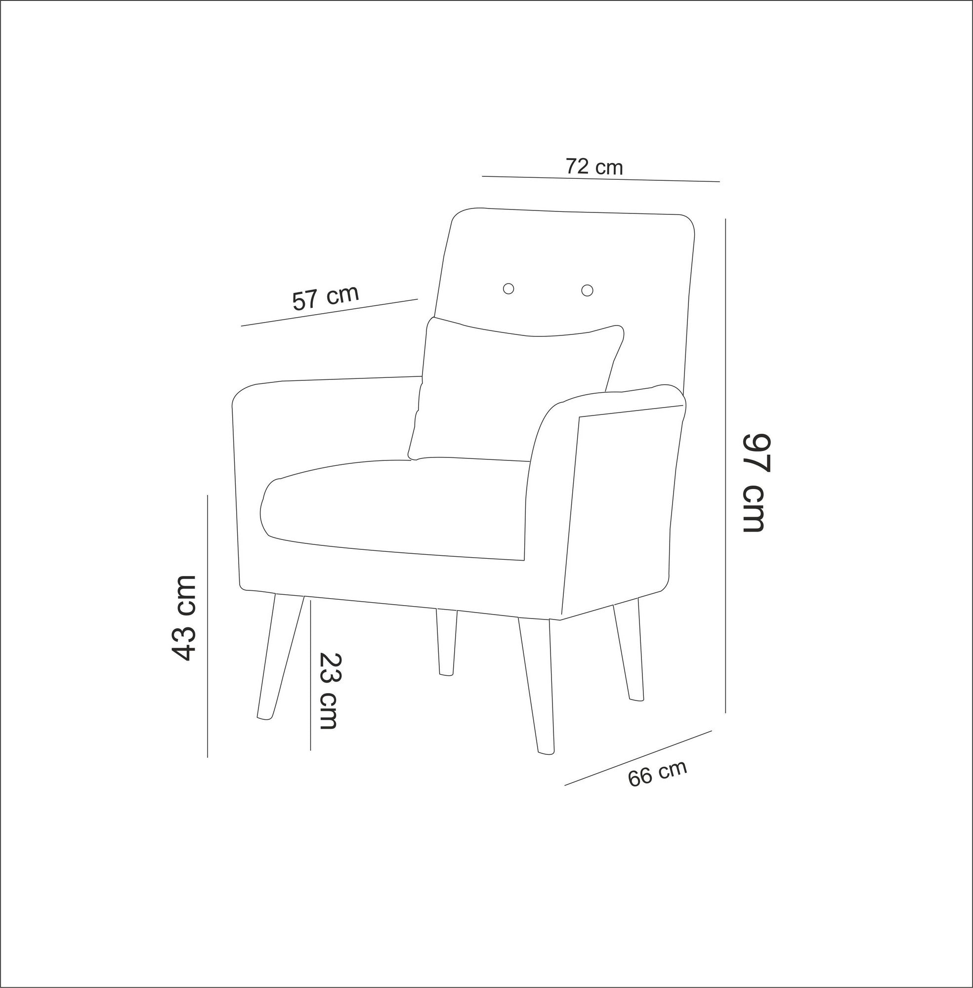 Sillón Mosa Gris claro 72x66x97cm