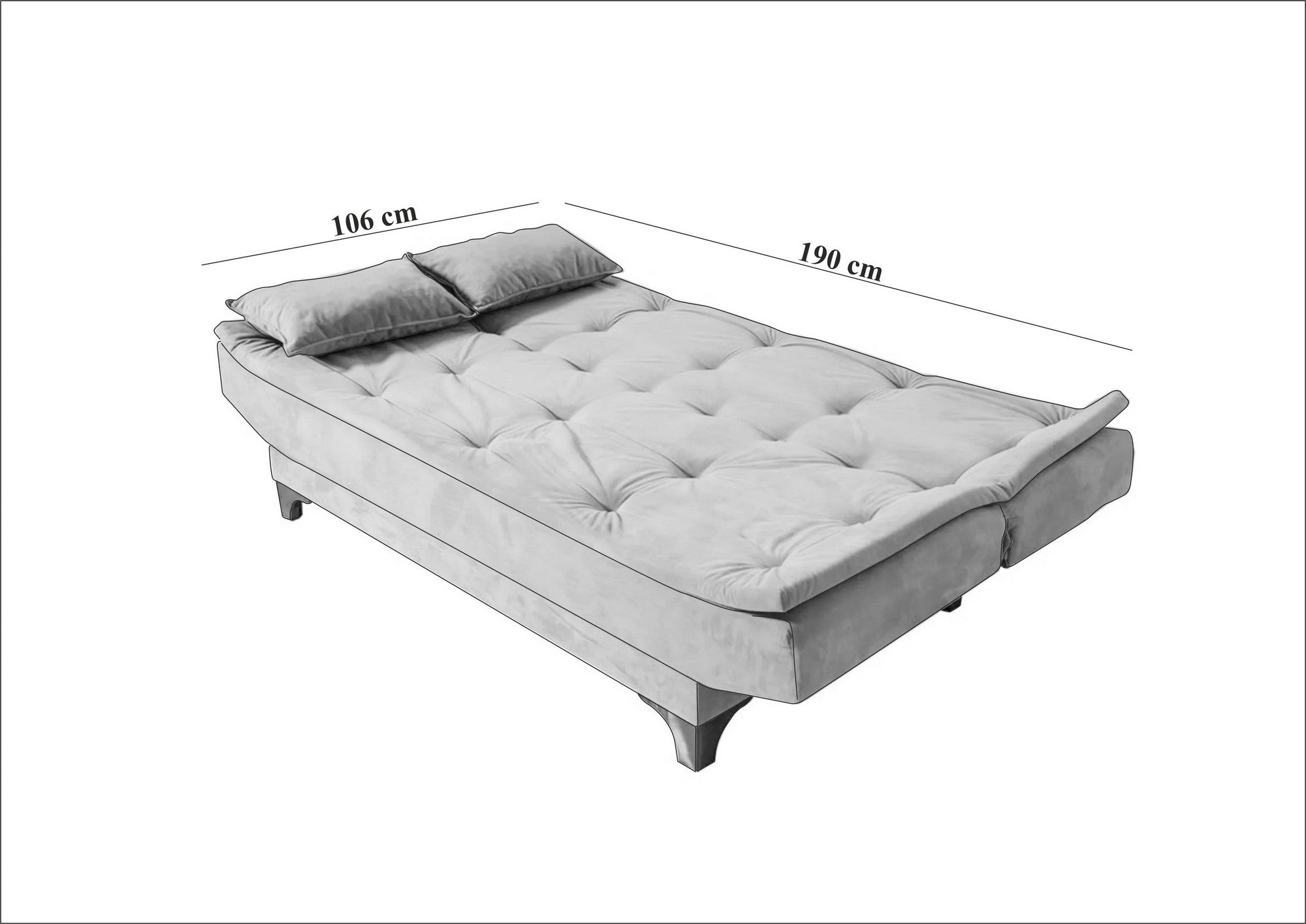 Sofá cama Adana lila 190x85x90cm