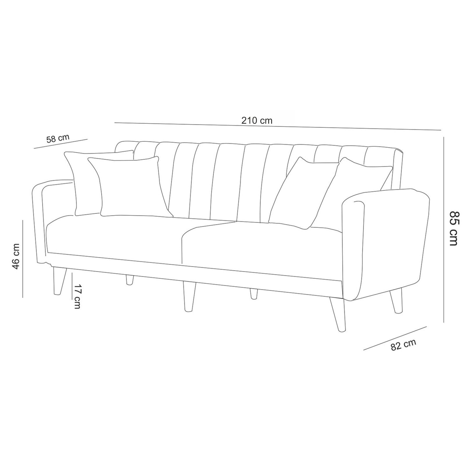 Sofá cama Rieti gris 210x82x85cm