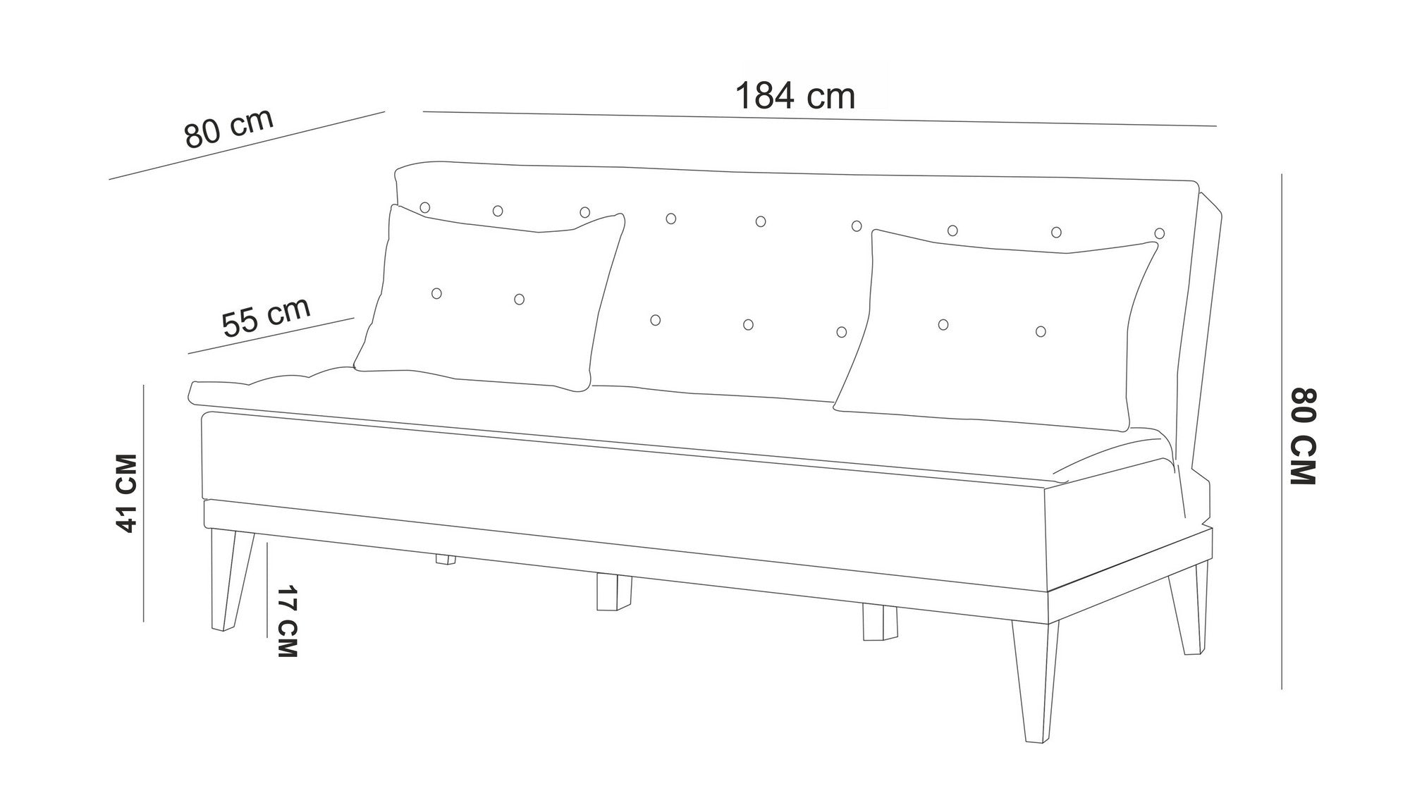 Sofá cama Celso Verde 184x80x80cm