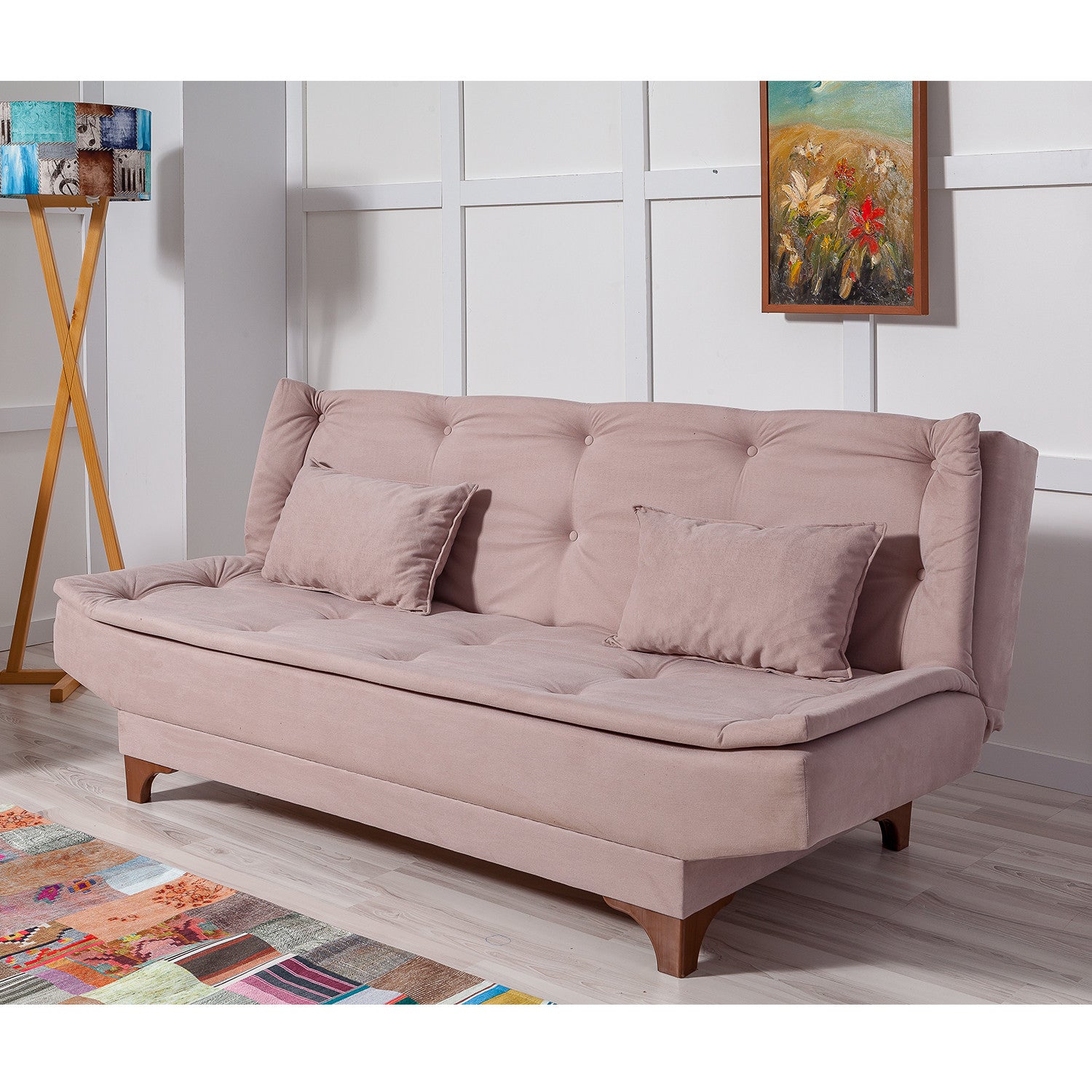 Sofá cama Din rosa 190x85x85cm