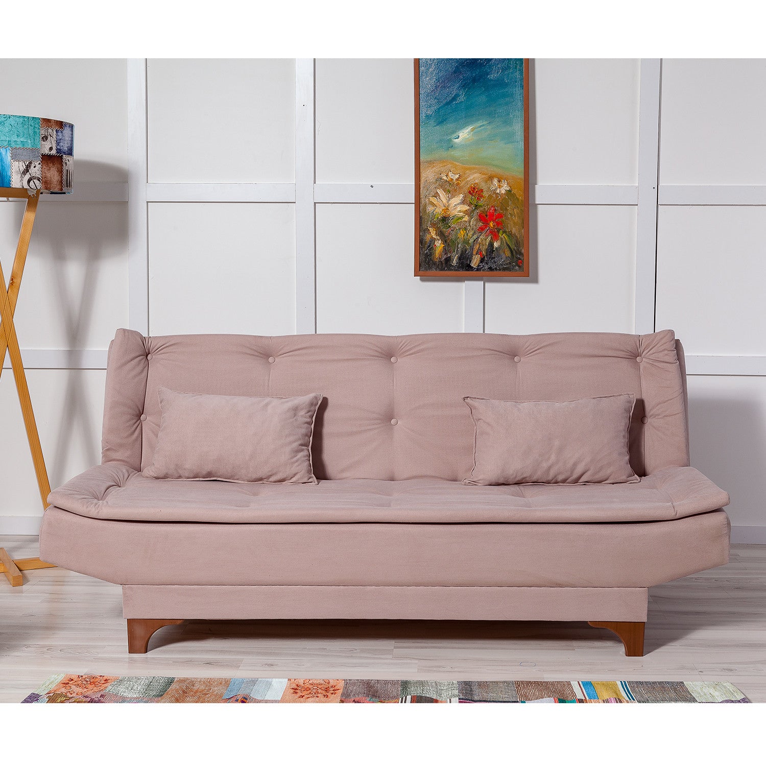 Sofá cama Din rosa 190x85x85cm