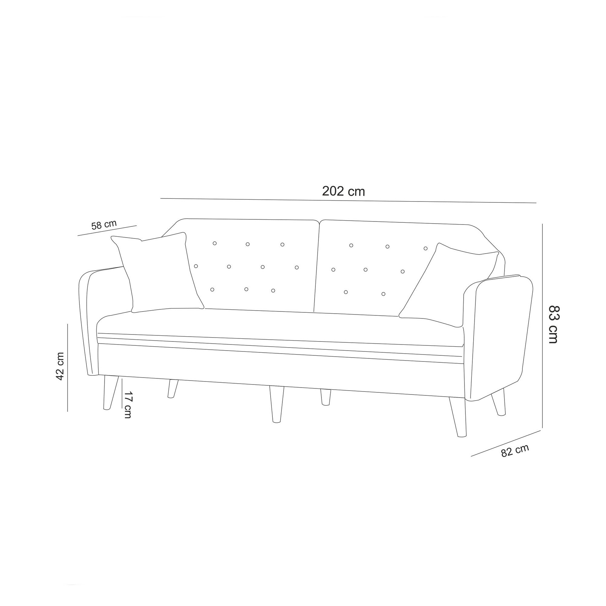 Sofá cama Deian 202x82x83cm