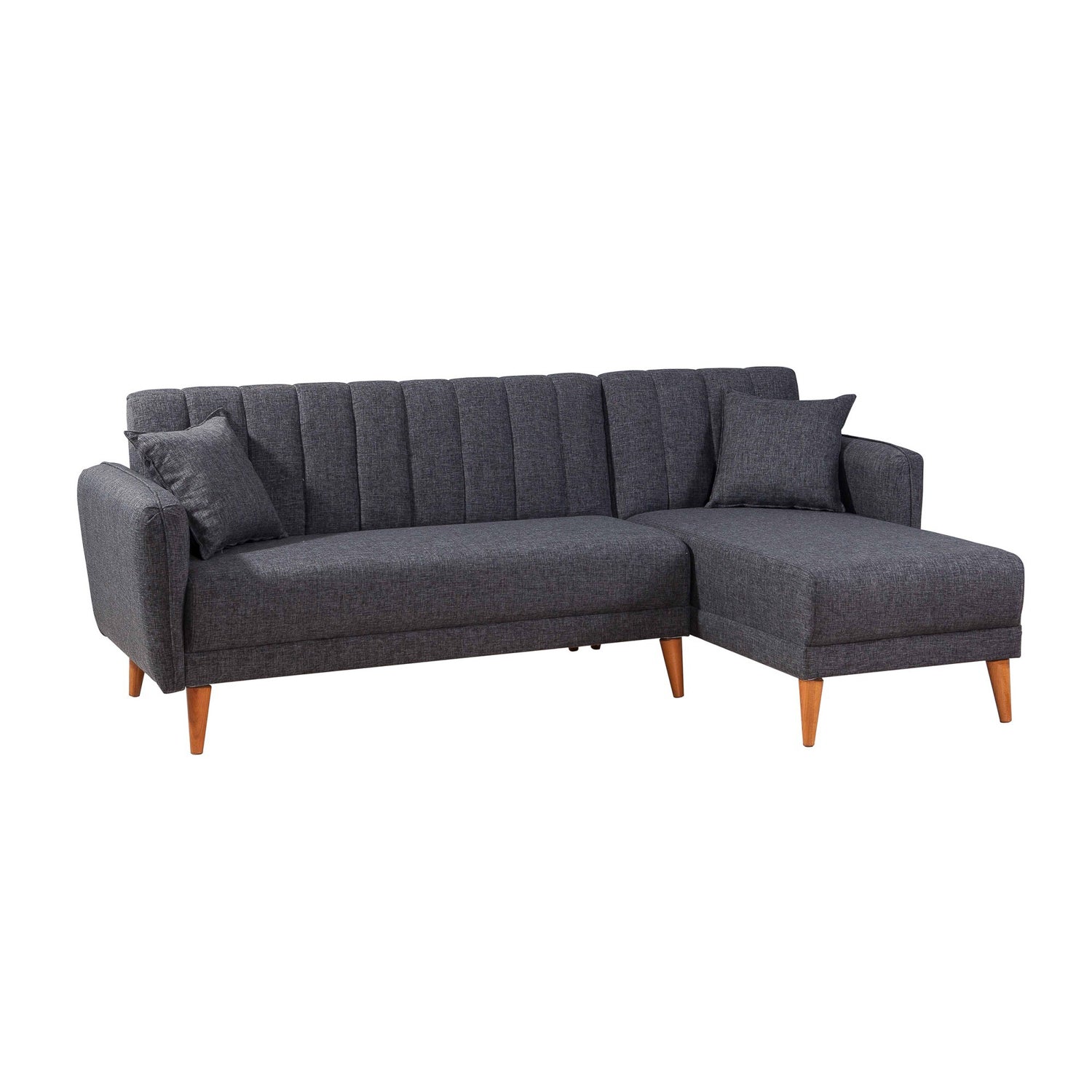 Sofá cama con chaiselongue Daly gris oscuro 225x150x85cm