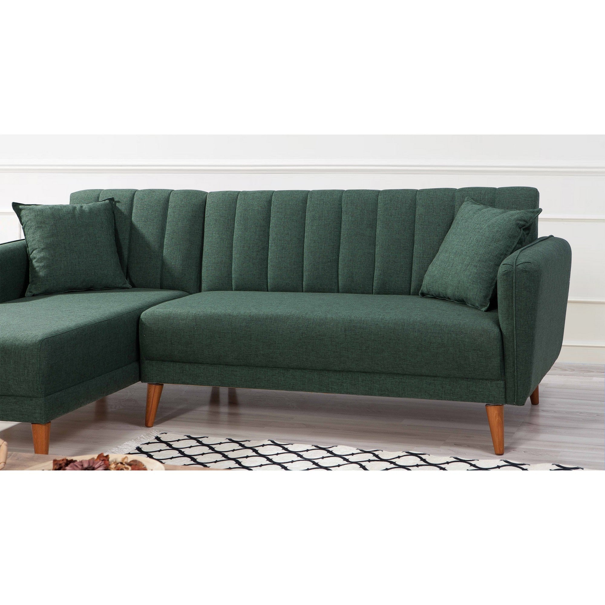 Sofá cama con chaiselongue Taif verde 225x150x85cm