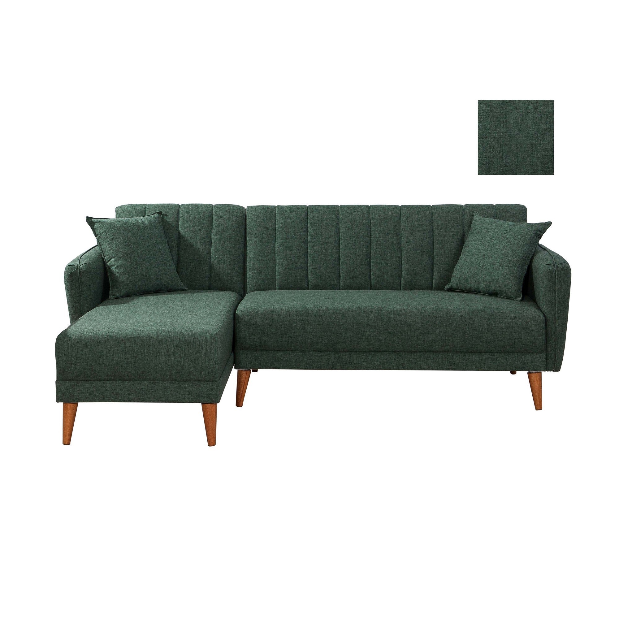 Sofá cama con chaiselongue Taif verde 225x150x85cm