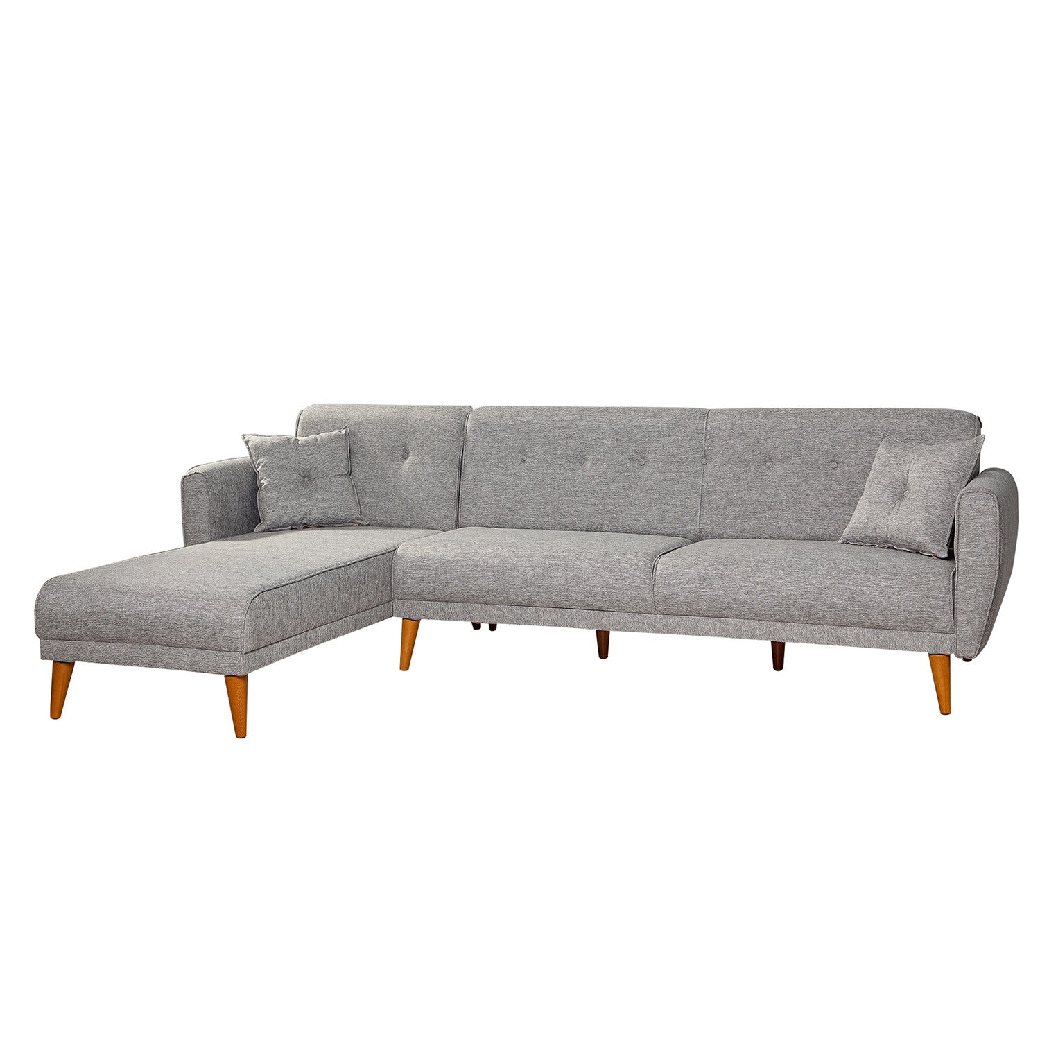 Sofá cama con chaiselongue Varela gris 277x175x86cm