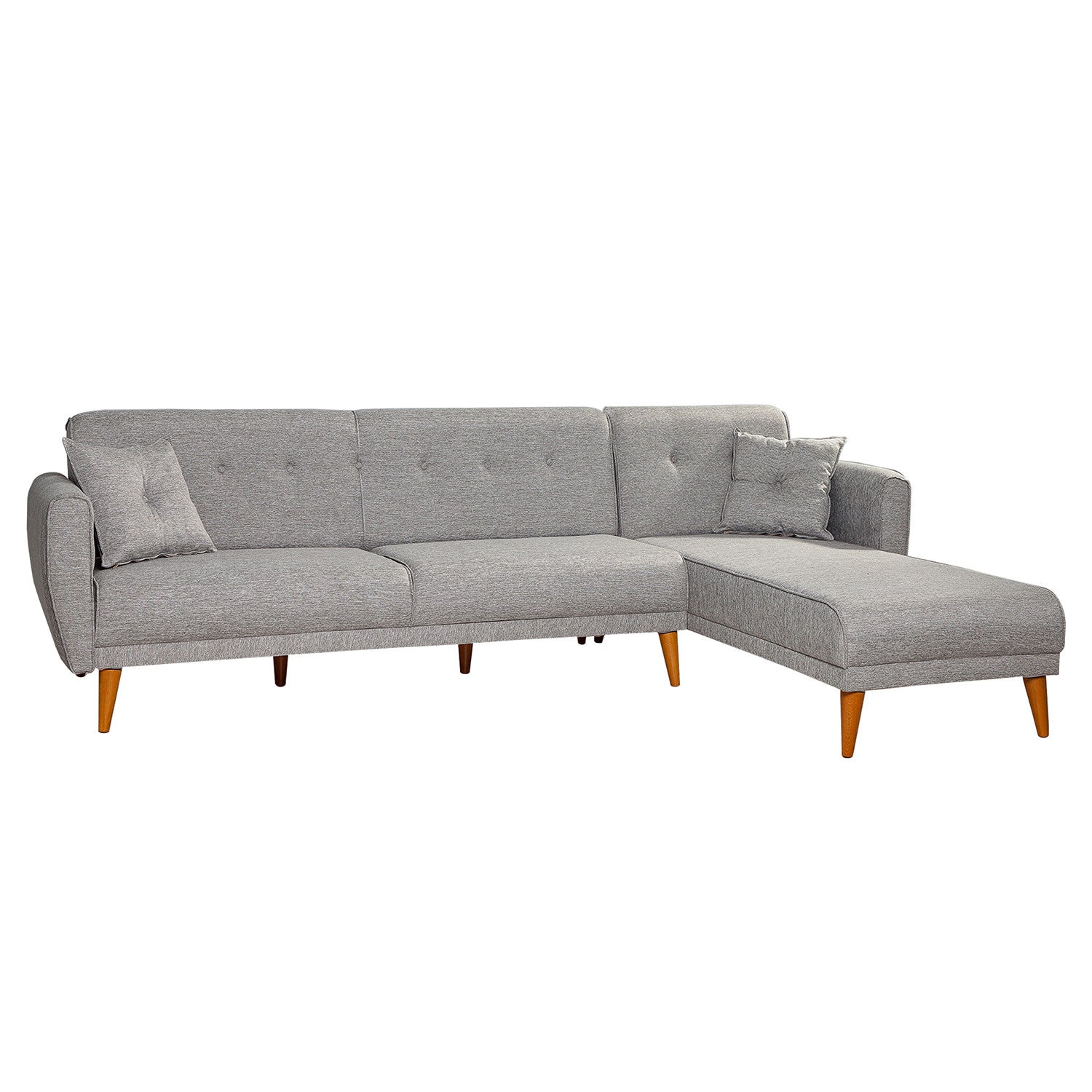 Sofá cama con chaiselongue Varela gris 277x175x86cm