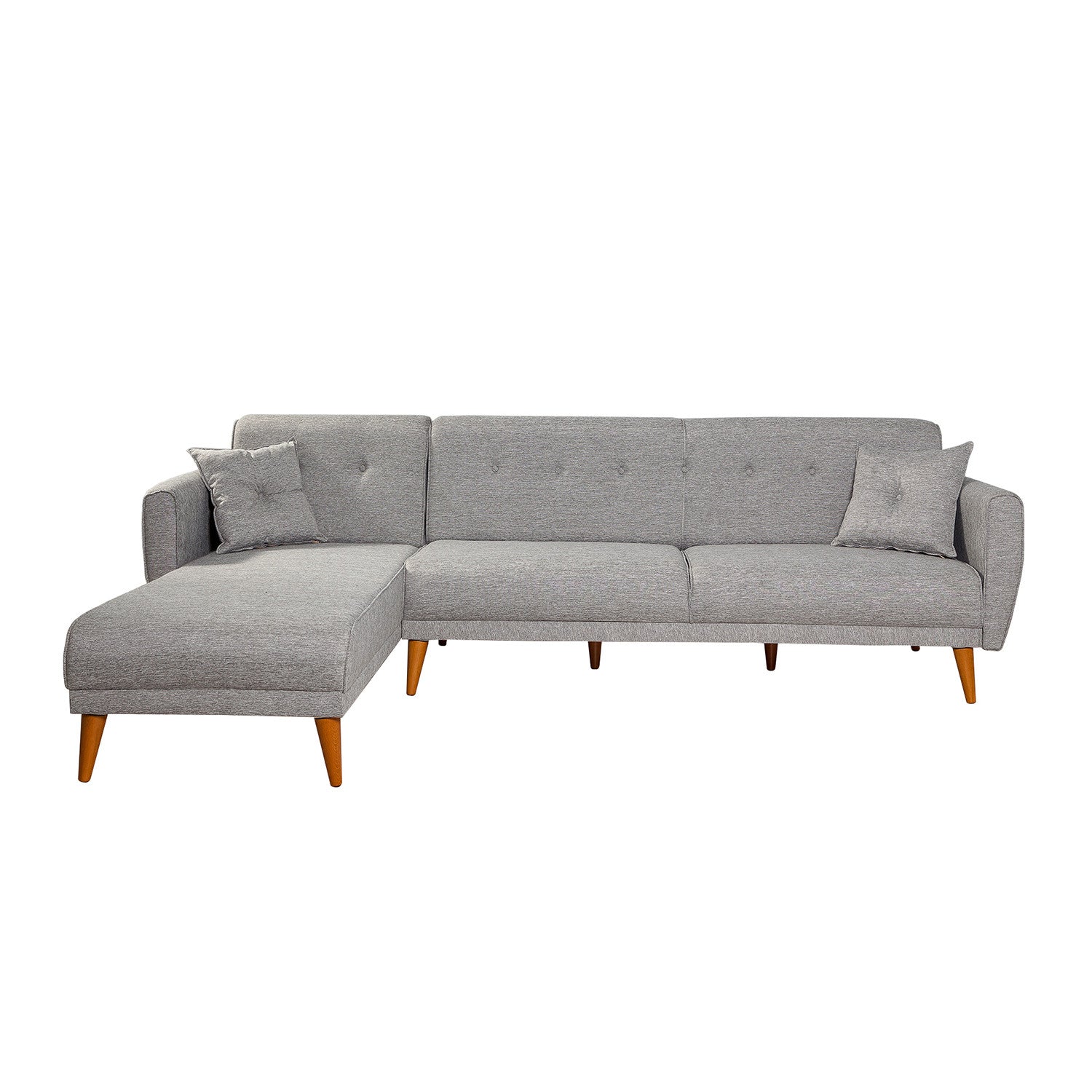 Sofá cama con chaiselongue Varela gris 277x175x86cm