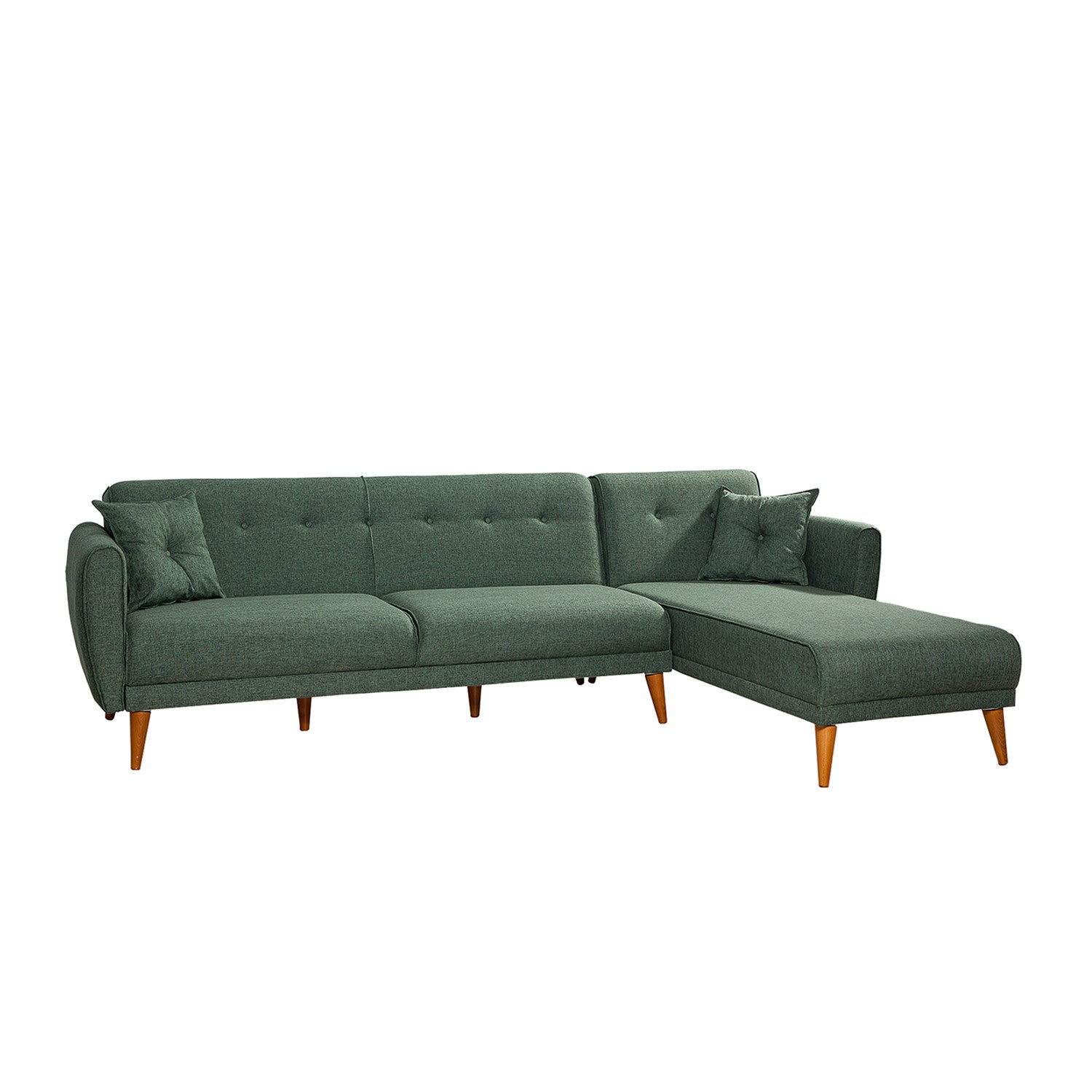 Sofá cama con chaiselongue Varela verde 277x175x86cm