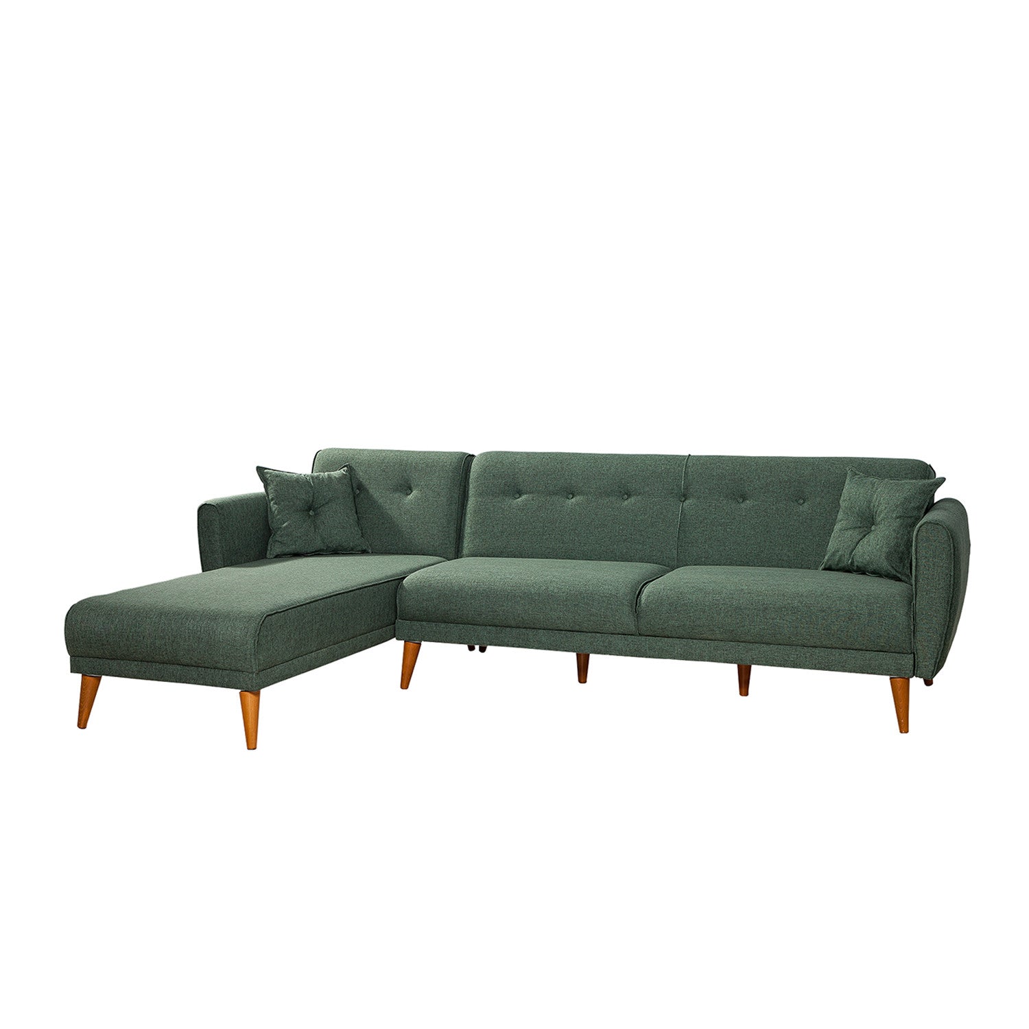 Sofá cama con chaiselongue Varela verde 277x175x86cm