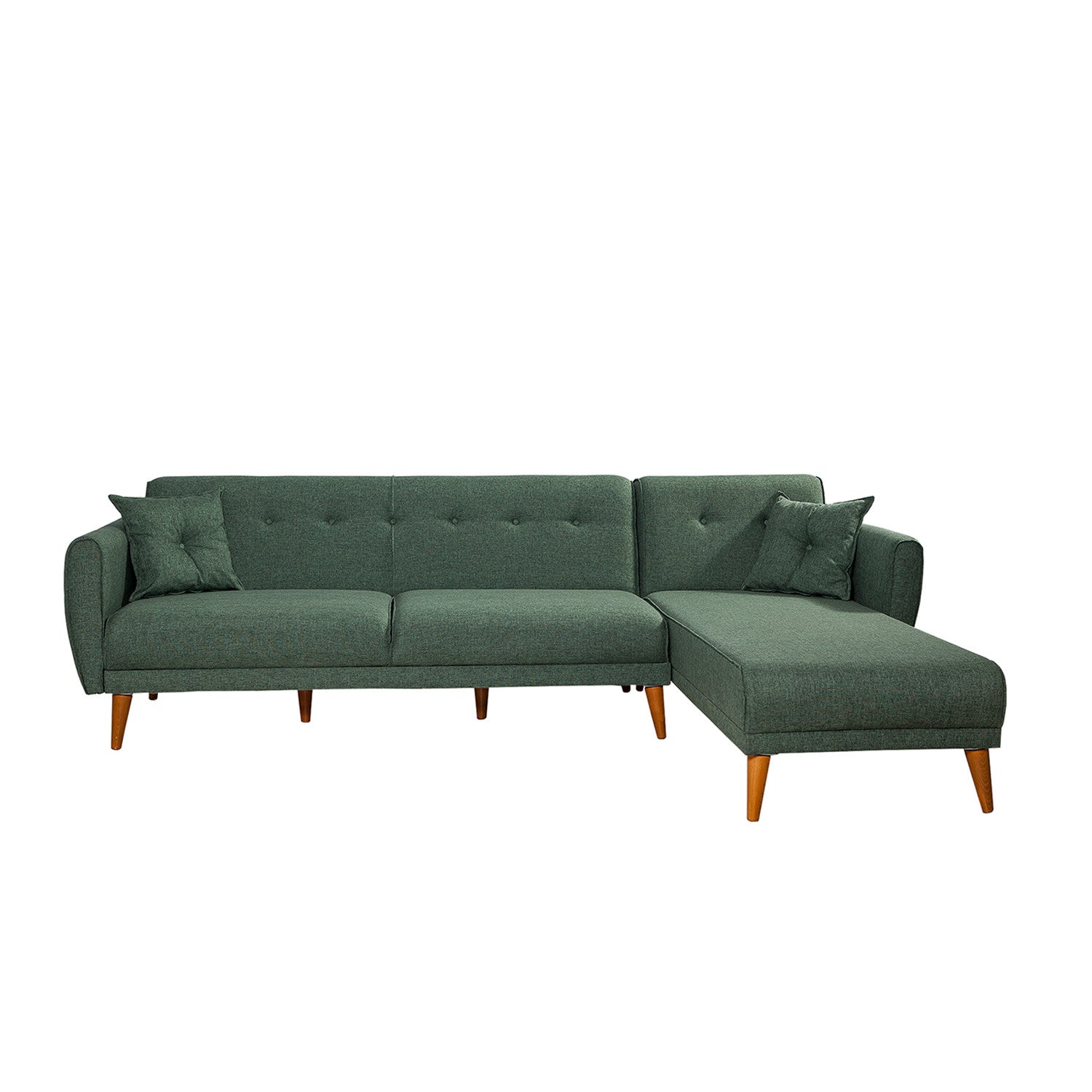 Sofá cama con chaiselongue Varela verde 277x175x86cm