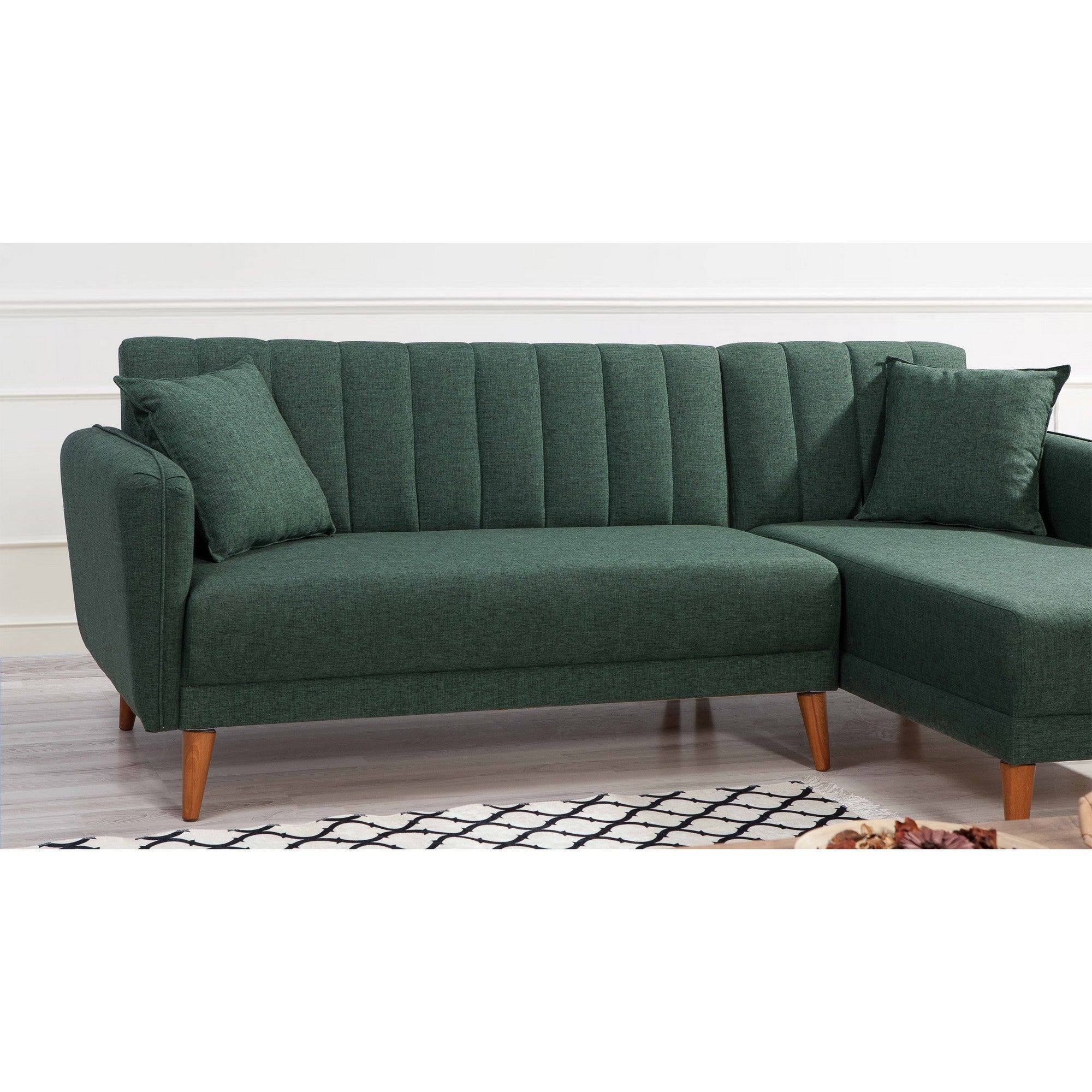 Sofá cama con chaiselongue Daly verde 225x150x85cm