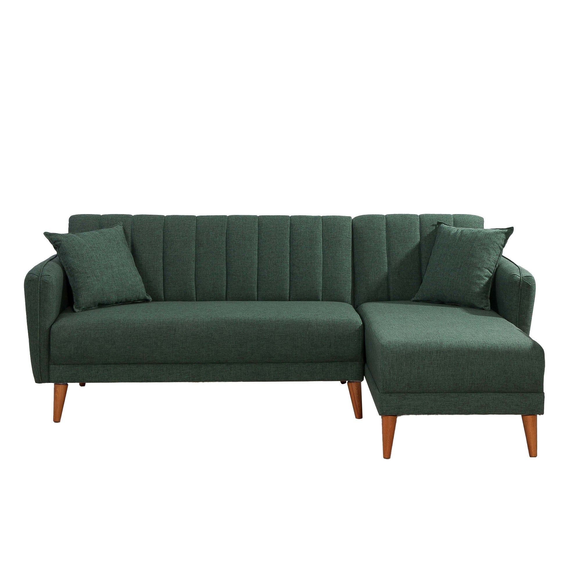 Sofá cama con chaiselongue Daly verde 225x150x85cm