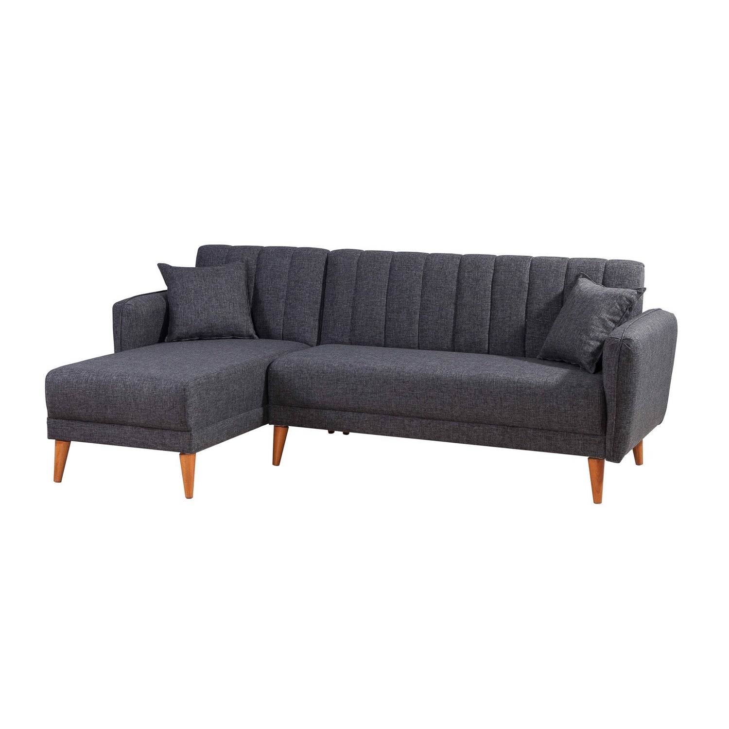 Sofá cama con chaiselongue Taif gris oscuro 225x150x85cm