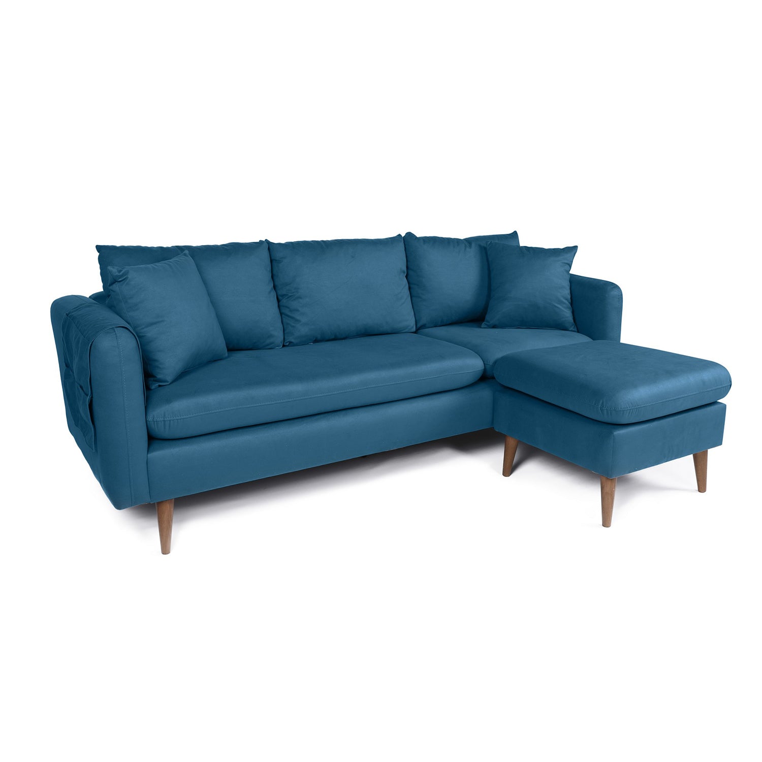 Sofá con chaiselongue Nilo azul 215x145x91cm