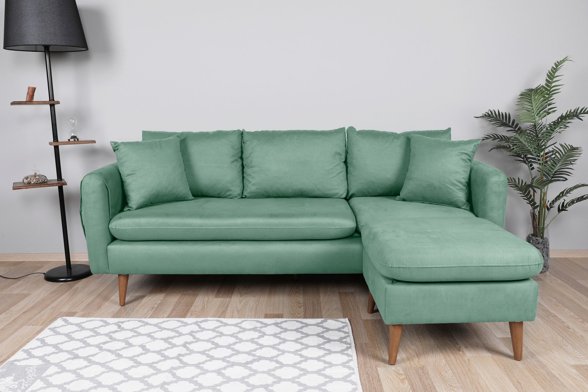 Sofá con chaiselongue Nilo verde 215x145x91cm