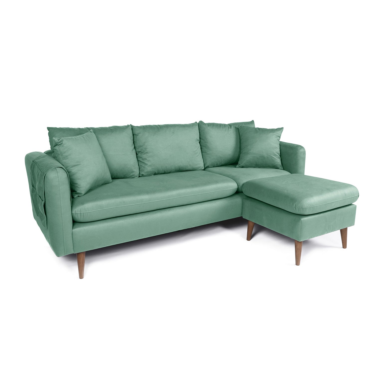 Sofá con chaiselongue Nilo verde 215x145x91cm