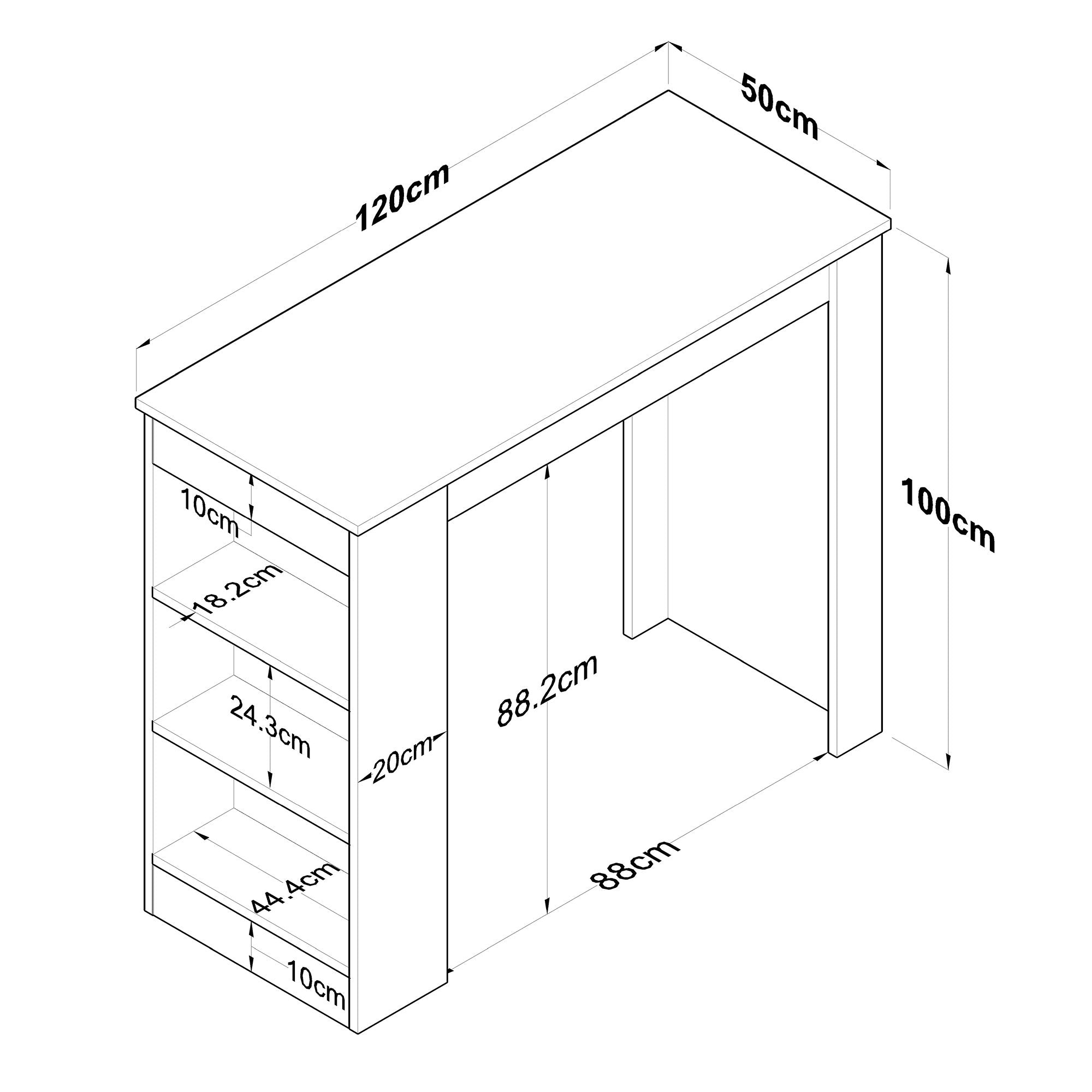 Mesa alta Weber 120x50x100cm