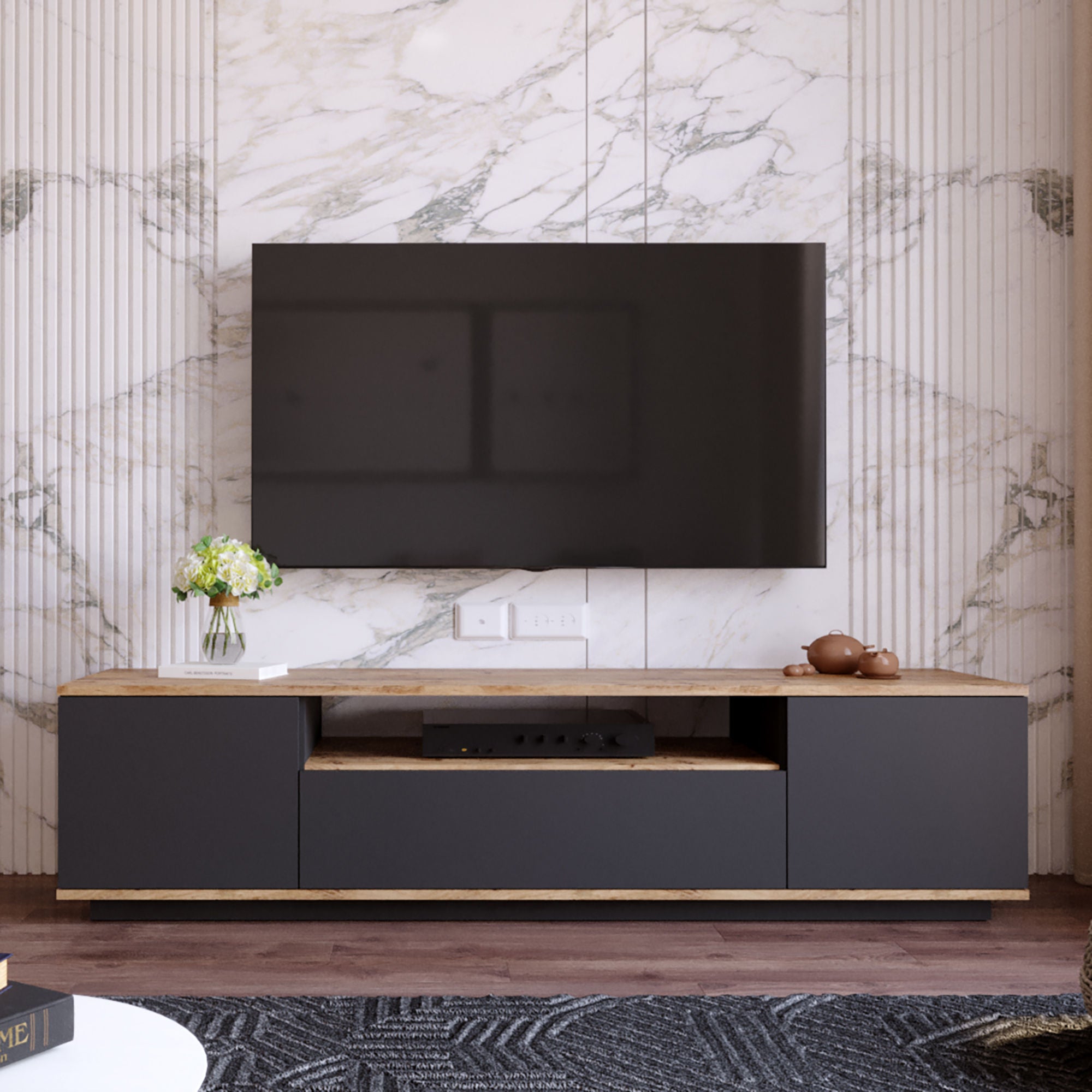 Mueble TV Maya Antracita 180x45x45cm